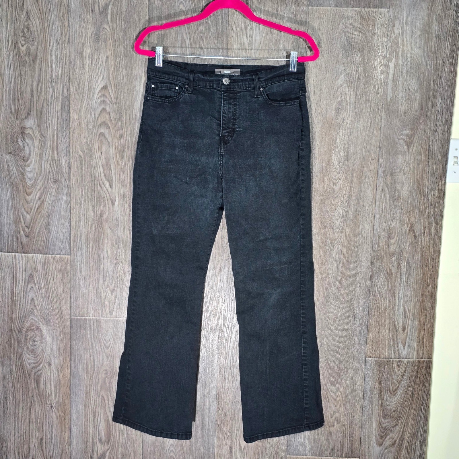 Levi's 512 Perfectly Slimming Bootcut Jeans Size 14 S Black Studded Back Pockets