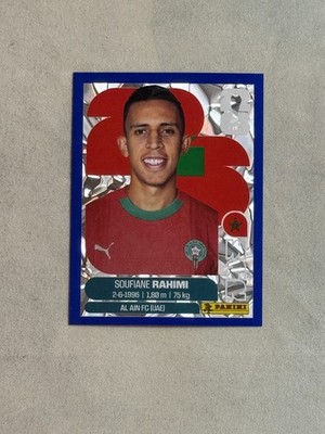 2026 Panini FIFA World Cup Sticker Blue Crumple Soufiane Rahimi #MAR18 Morocco