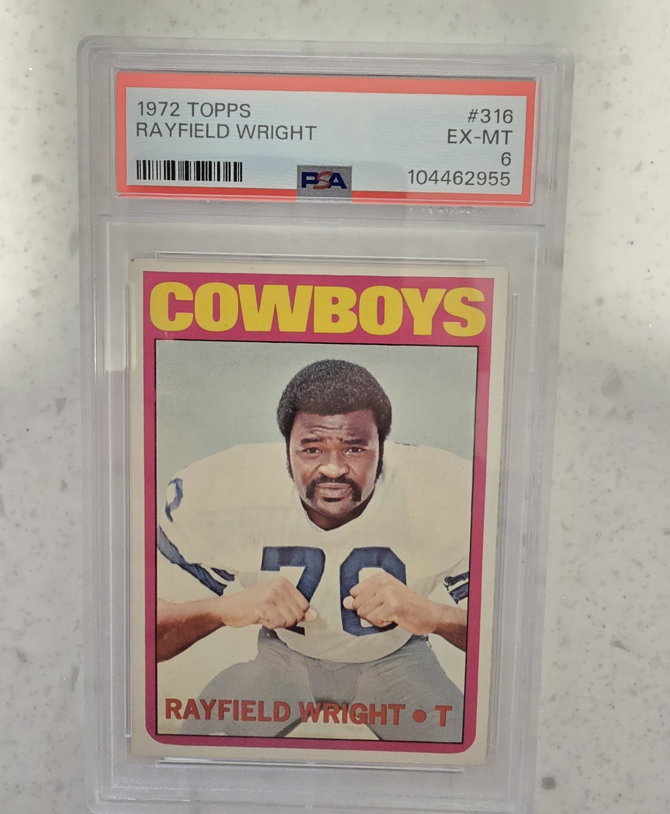 1972 TOPPS #316 RAYFIELD WRIGHT RC COWBOYS HOF PSA 6