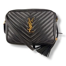 Saint Laurent Medium YSL Black Lou Black Quilted Leather Crossbody Handbag