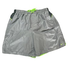 Nike Shorts Swim Trunks Logo Gray Green size XXL Mesh Lined Y2K Vtg
