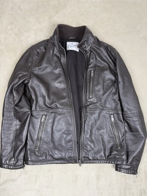 CHEVIGNON LEATHER JACKET MENS SIZE M LAMBSKIN CACAO BIKER JACKET VINTAGE GREAT COND!
