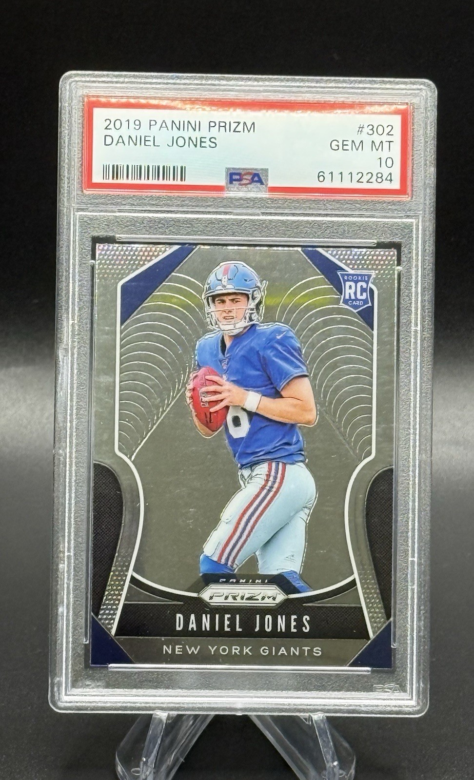2019 Daniel Jones Panini Prizm #302 RC Giants Rookie Card PSA 10 Gem Mint view 3