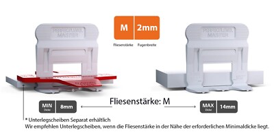 Zuglaschen Nivelliersystem Fliesen PLM System Verlege Hilfe Keile 1-3 mm Laschen