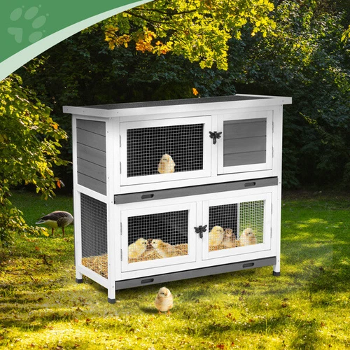 2 Story Solid Wood Rabbit Hutch Bunny Cage Rabbit House Guinea Pig Cage Pet - Picture 18 of 18
