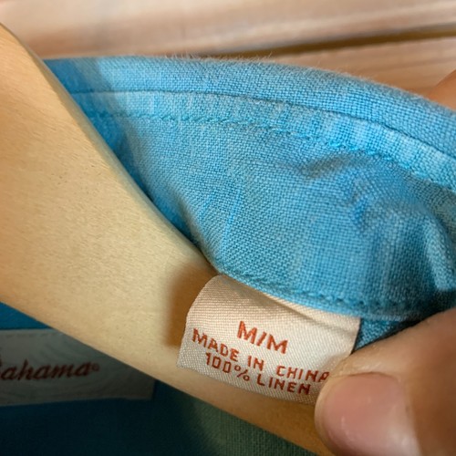 Tommy Bahama Linen Shirt Large Blue Long Sleeve Button Down Roll Tab Sleeve - Bild 6 von 16