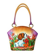 Designer Leather Bag Hand Painted Tote Handbag Shoulder Cross body Messenger 