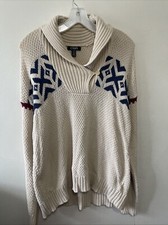CHAPS Ralph Lauren Sweater Mens XL Shawl Collar Cable Knit Cabincore Design