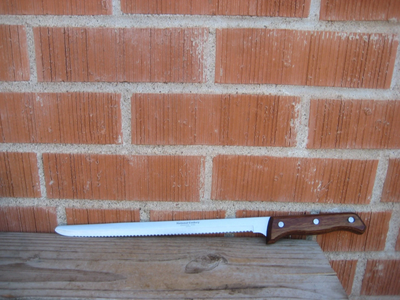 Vintage 11" Blade * NATIONAL CUTLERY * XL Serrated Bread Slicing Knife JAPAN