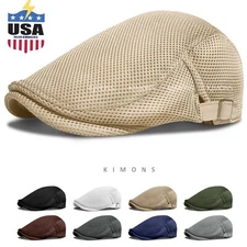 Flatcap Summer Men's Breathable Mesh Ivy Cap Beret Newsboy Hat Gatsby Cap Cabbie