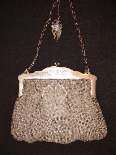 Impresionante Bolso de Malla de Plata Esterlina Victoriana con Cartera de Monedas Dije Esmaltado Azul 194G - Imagen 19 de 24
