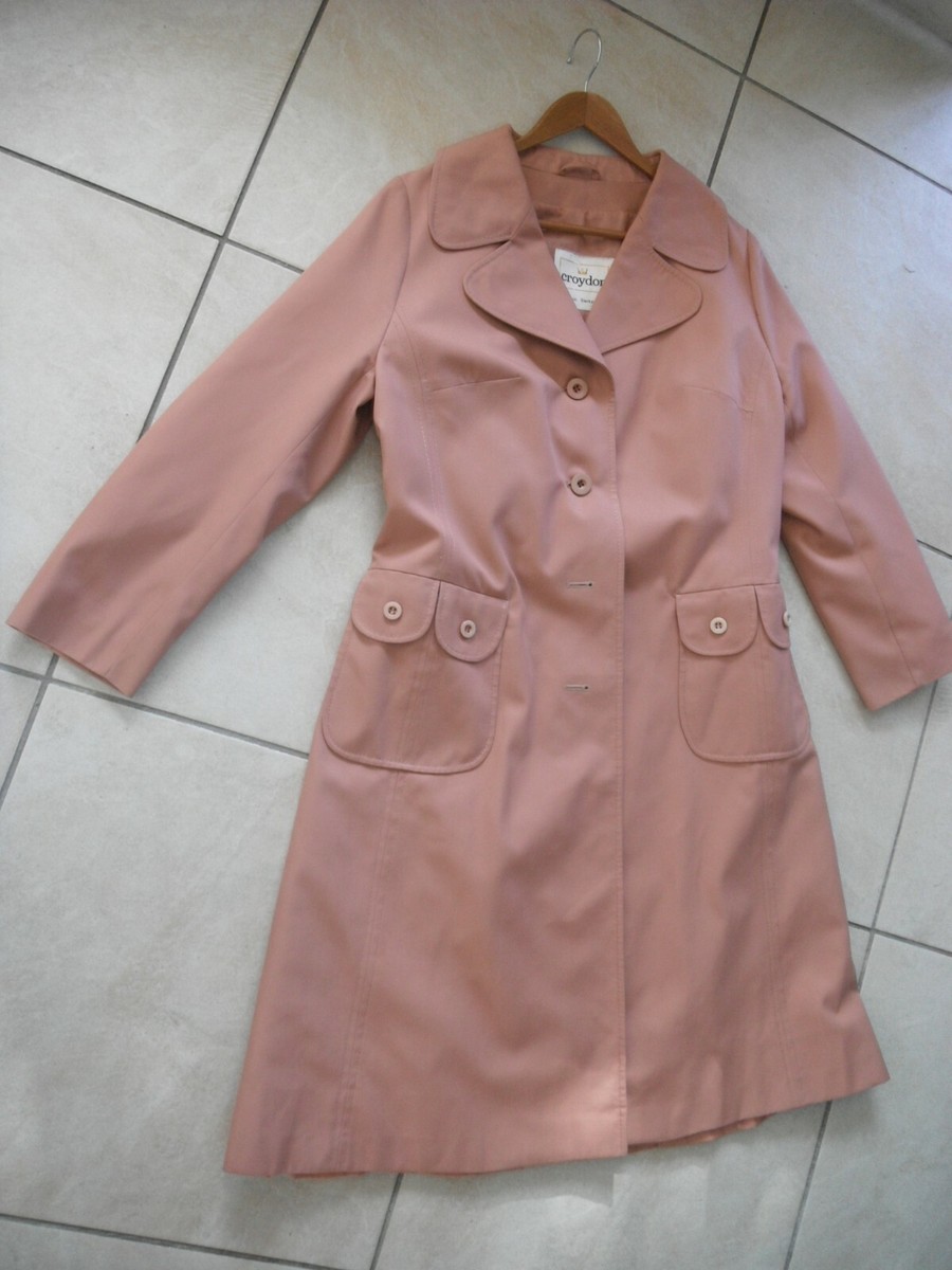 TRENCH IMPER CLASSIQUE CROYDOR SUISSE VIEUX ROSE T 38/40 VINTAGE