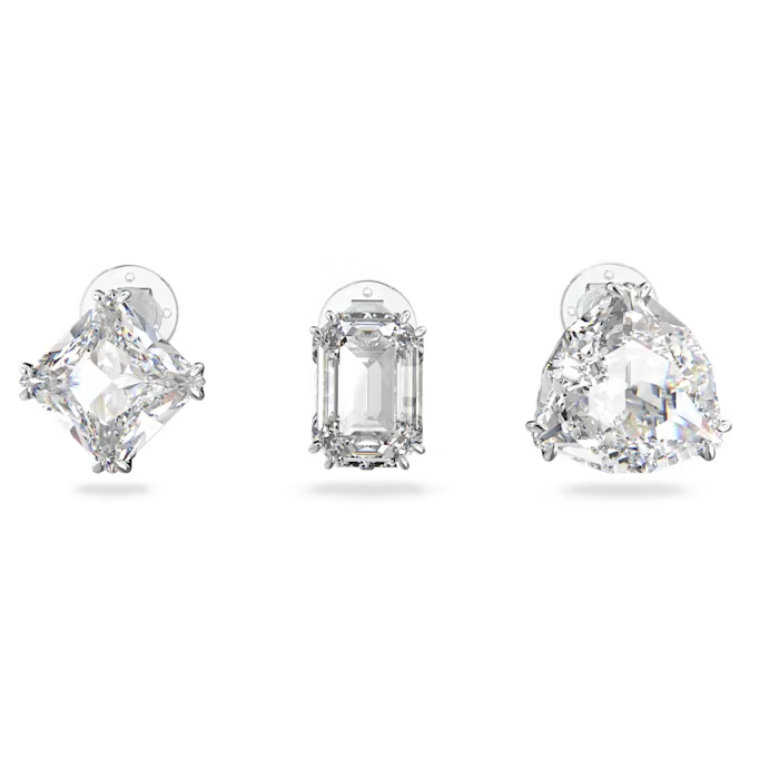 kiiiii Swarovski Millenia Clip earrings Single 3 Set White Rhodium