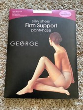 George Firm Support PANTYHOSE Nylons WHITE Med/Tall Sandalfoot Control Top NEW