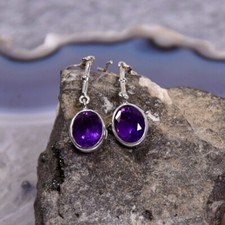 Amethyst Ohrring, 925er Silber, Edelstein Ohrring (3520), Edelsteinschmuck