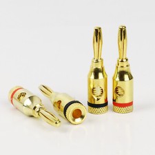 Screw Lock Audio Banana Plugs Gold Plated Speaker Wire Cable Connector Black Red