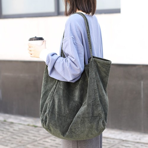 Damen Cord Beuteltasche Umhängetasche Schulter Handtasche große Kapazität Einkaufstasche - Bild 12 von 20