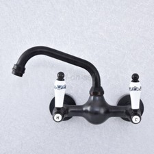 Oil Rubbed Bronze Swivel Spout Bathroom Basin Sink Faucet Mixer Tap Wall Mounted