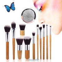 11pcs Professional Elegant Bamboo Handles Soft Bristle Makeup Brush Set With Bag on sale 11pcs Professional Elegant Bamboo Handles Soft Bristle Makeup Brush Set With Bag on sale