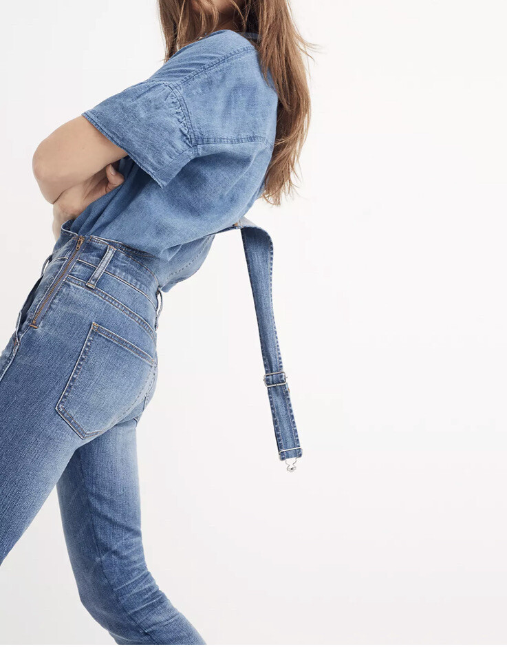 Madewell Skinny Overalls Stretchy Kemp Blue Size S image 2