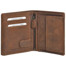 DiLoro Men's Leather Wallet Bifold Flip ID Buffalo Leather Full Capacity 