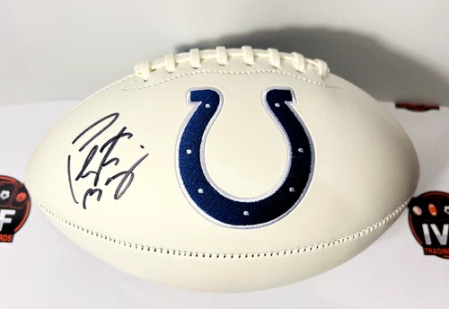Peyton Manning signed football Colts Logo Embroidery Player Cert.