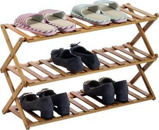 CASA&CASA 3 LIVELLI SLIM LEGNO BAMBÙ PIEGHEVOLE SCAFFALE SCARPE TRAINER RACK STAND 