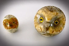 Vintage Collector Owls - Alabaster Hand Carved Figurines - Made In Italy