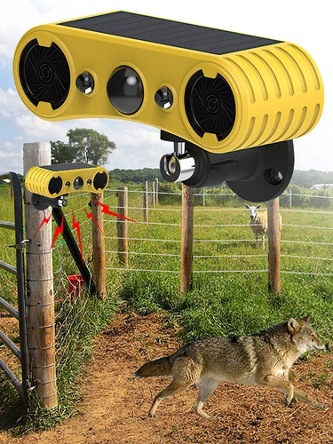 Außen Solar Bewegungsmelder Alarm 260dB Sicherheit Hund/Schuss Stroboskop Licht 4 Modi - Bild 8 von 19