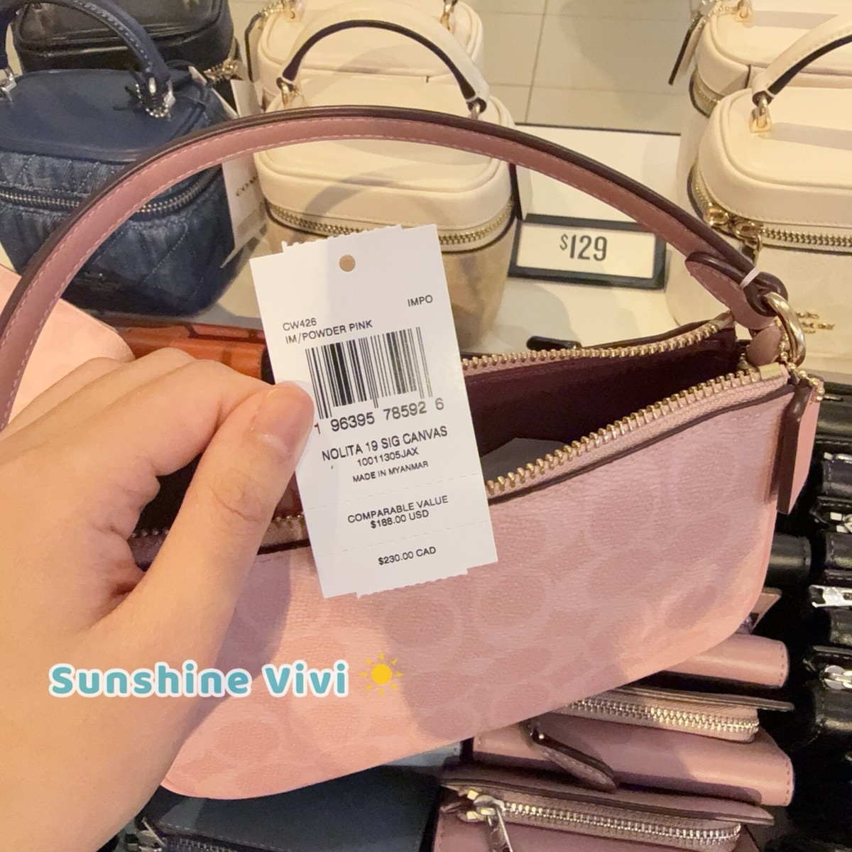 NWT Limited Coach Nolita 19 Signature Canvas CW426, Powder Pink