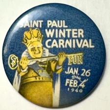 1940 St Paul Winter Carnival King Key to Fun 1.5" Celluloid Pinback