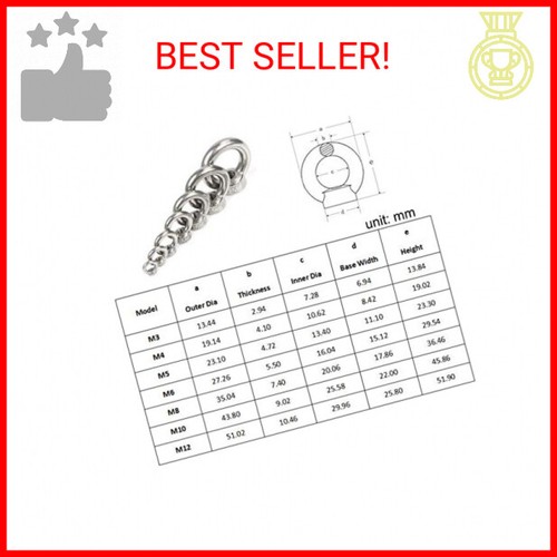 10 PCS 304 Stainless Steel M5 Thread Dia Ring Shape Eyed Bolt Lifting Eye Nut Fa - Picture 2 of 2