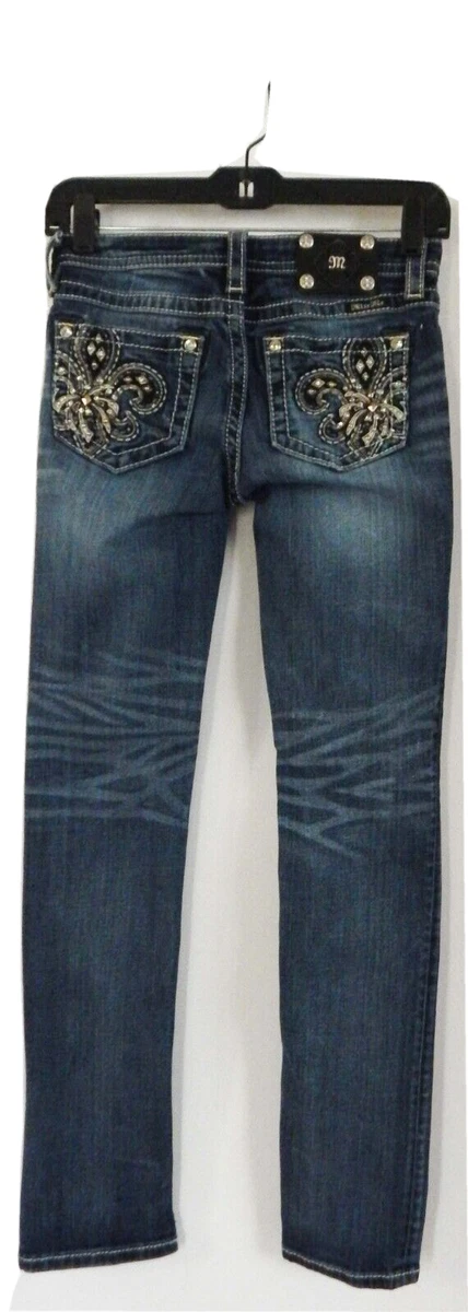 Jean Skinny Fille Miss Me – Taille 16 X 31 – Bleu – Orné Et Brodé – Comme Neuf