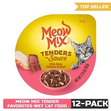 Meow Mix Tender Favorites Wet Cat Food, Chicken & Beef,2.75 Ounce Cup Pack of 12 8.96 per gallon