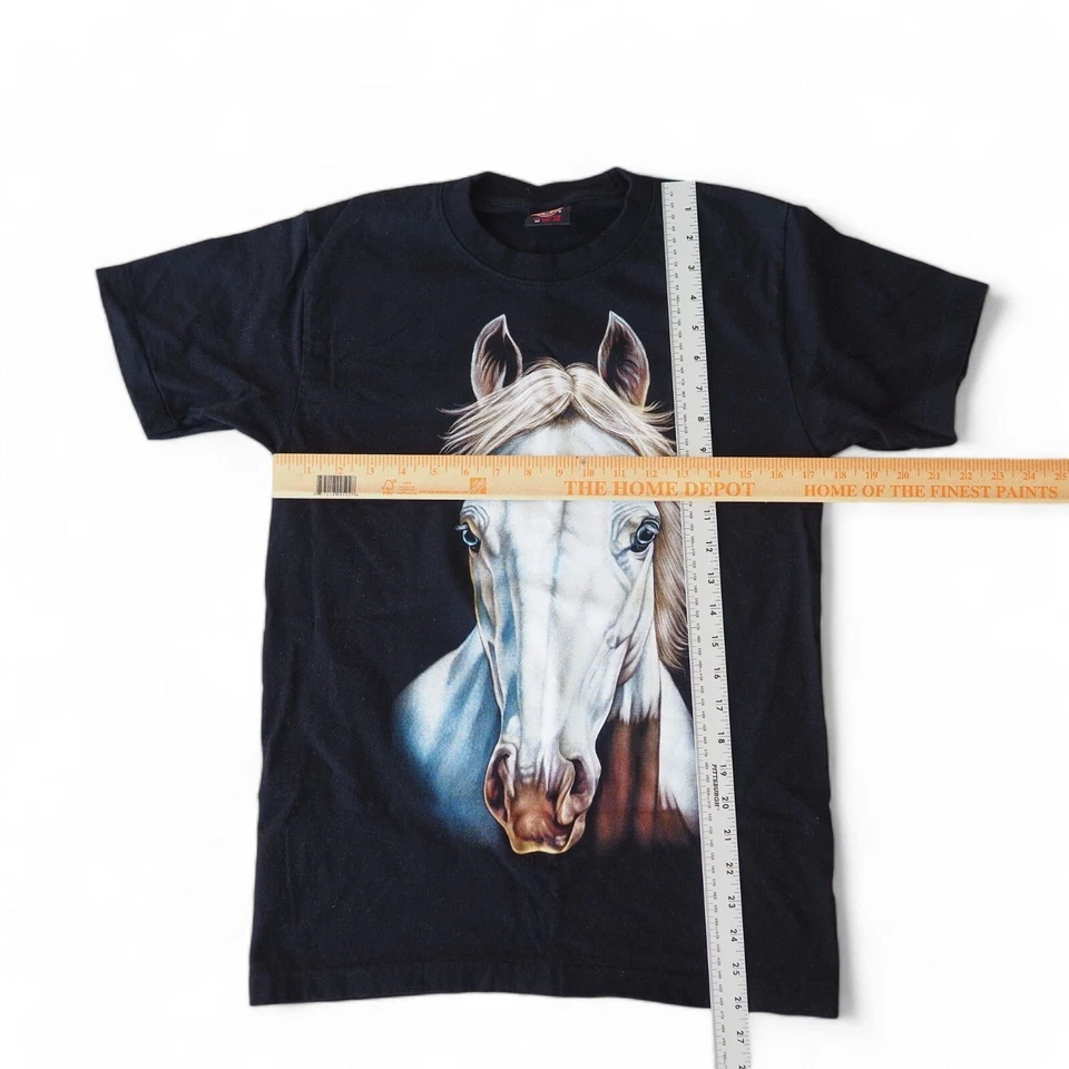 Camiseta Rock Eagle Vintage Años 90 "Caballo" Doble Cara Puntada Única Negra Para Hombre M Foto 4 de 4