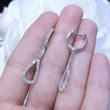 1.40Ct Lab Created Diamond Drop & Dangle Earrings 14K White Gold Finish