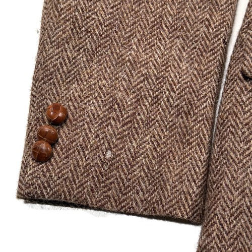 Giacca cappotto sportivo blazer tweed Harris uomo 38R marrone lana spina di pesce - Foto 11 di 18
