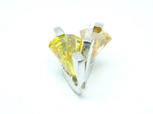 925 Sterling Silver Custom Jewelry Pendant w/ Orange & Yellow Glass Stones - Picture 4 of 12
