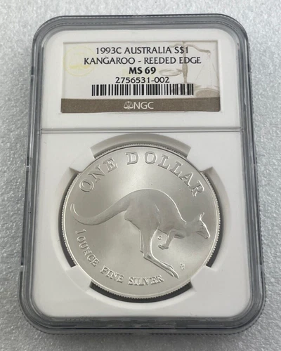 1993 Australia Kangaroo 1oz 999 Silver $1 Professionally Graded NGC MS69