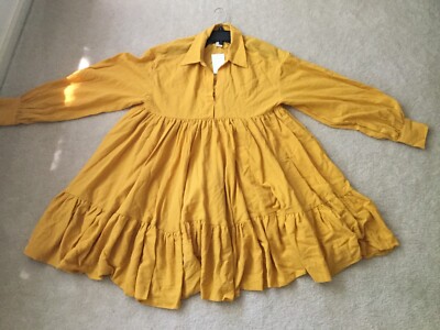 H&M TRAPEZE VOLUMINOUS PUFF SLEEVE BABYDOLL SHIRT DRESS SIZE S BLOGGERS FAV