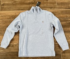 Polo Ralph Lauren Mens Half Zip French Rib Cotton Sweater LT BLUE Heather SZ S