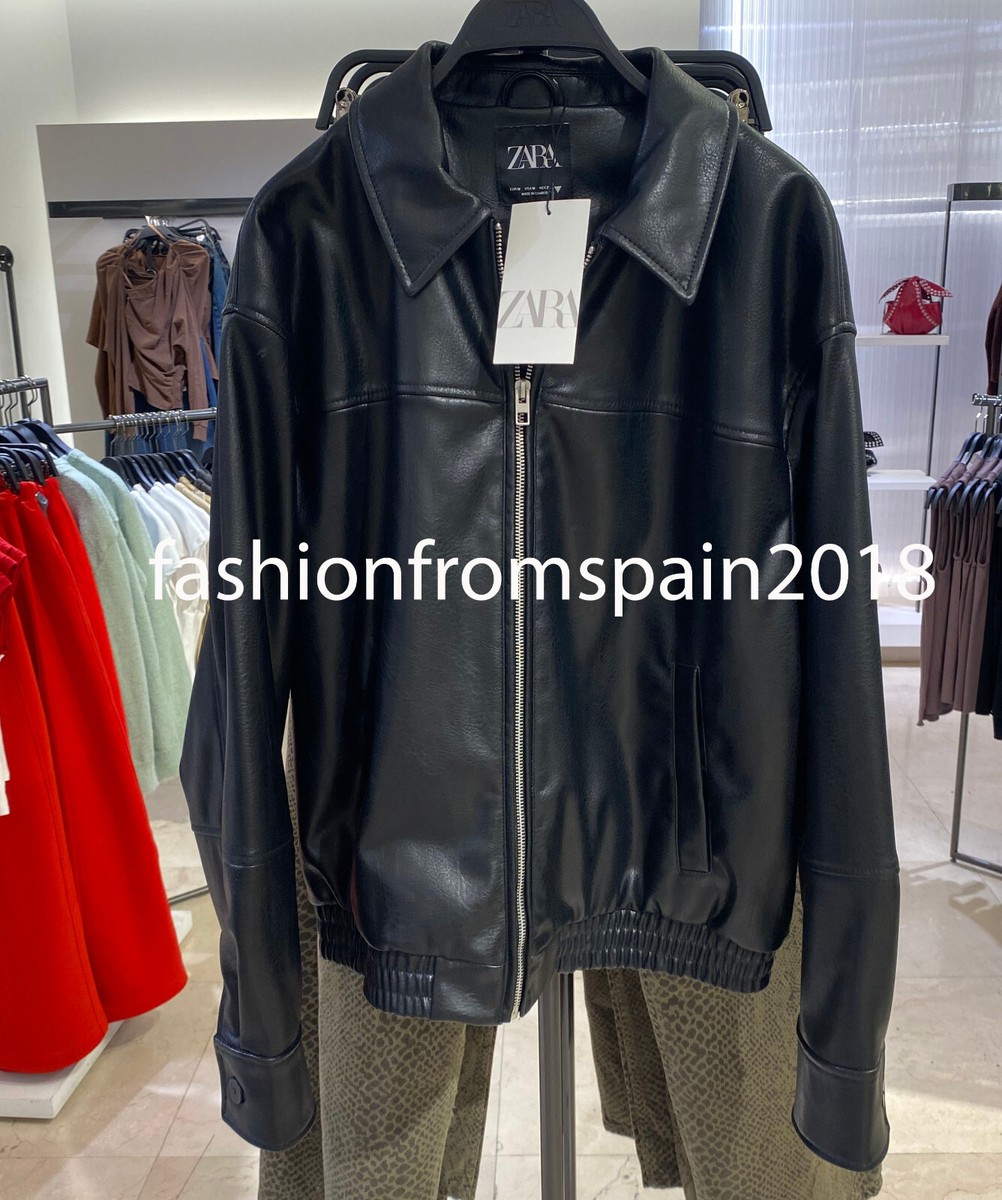 ZARA NEW WOMAN FAUX LEATHER BOMBER JACKET BLACK XS-XL 4341 ZARA NEW WOMAN FAUX LEATHER BOMBER JACKET BLACK XS-XL 4341