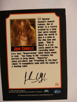 1991 Impel MEGA METAL Rock Trading Card 86 John Connelly Nuclear