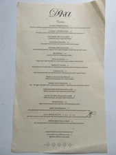 DEKA Menu signed by Chef 401 E Dundee Rd. Wheeling, IL
