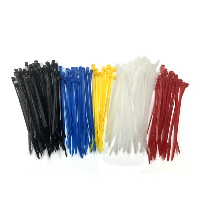 150 Count Multi-Purpose  4'' Color Cable Zip Ties Nylon Tie 5 Color Assortment BN