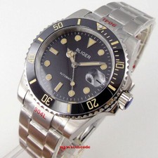 40mm BLIGER Black Dial Miyota NH35A Automatic Mens Watch sapphire Beige marks