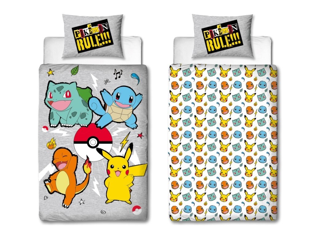 Housse de couette Pokémon réversible anti-bouloche pour lit enfant facile à laver