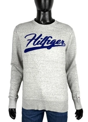 Grand logo Tommy Hilfiger pour homme L gris mince coton col chenille - Photo 1/4
