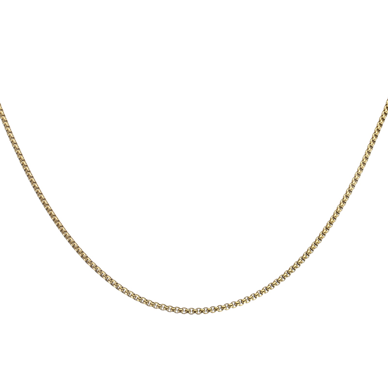 Square Chain Necklaces 3mm 27.6 Inch Long Round Box Necklace, Gold