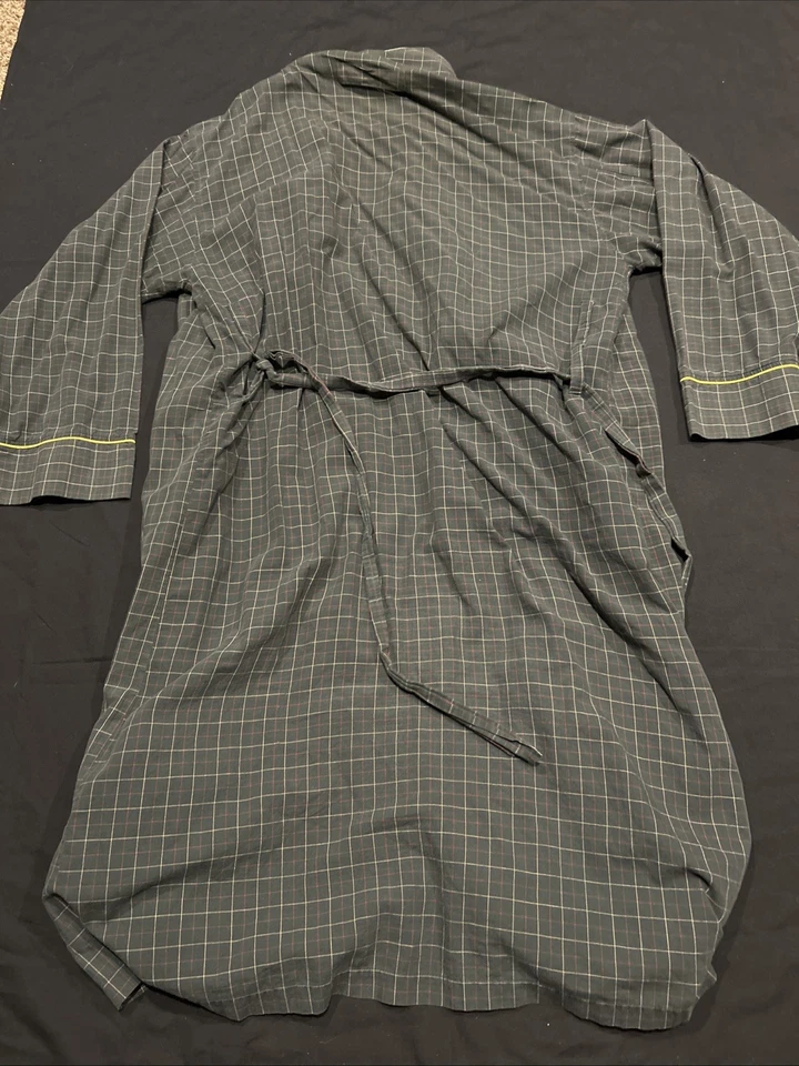 Nautica мужчин зеленый клетку 100% хлопок дом халат с карманами / легкий OS A42 - Изображение 4 из 4